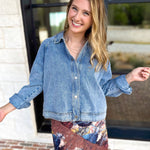 Weekend Signature Denim Shirt Jacket-200 Fashion Blouses-FATE-July & June Women's Fashion Boutique Located in San Antonio, Texas