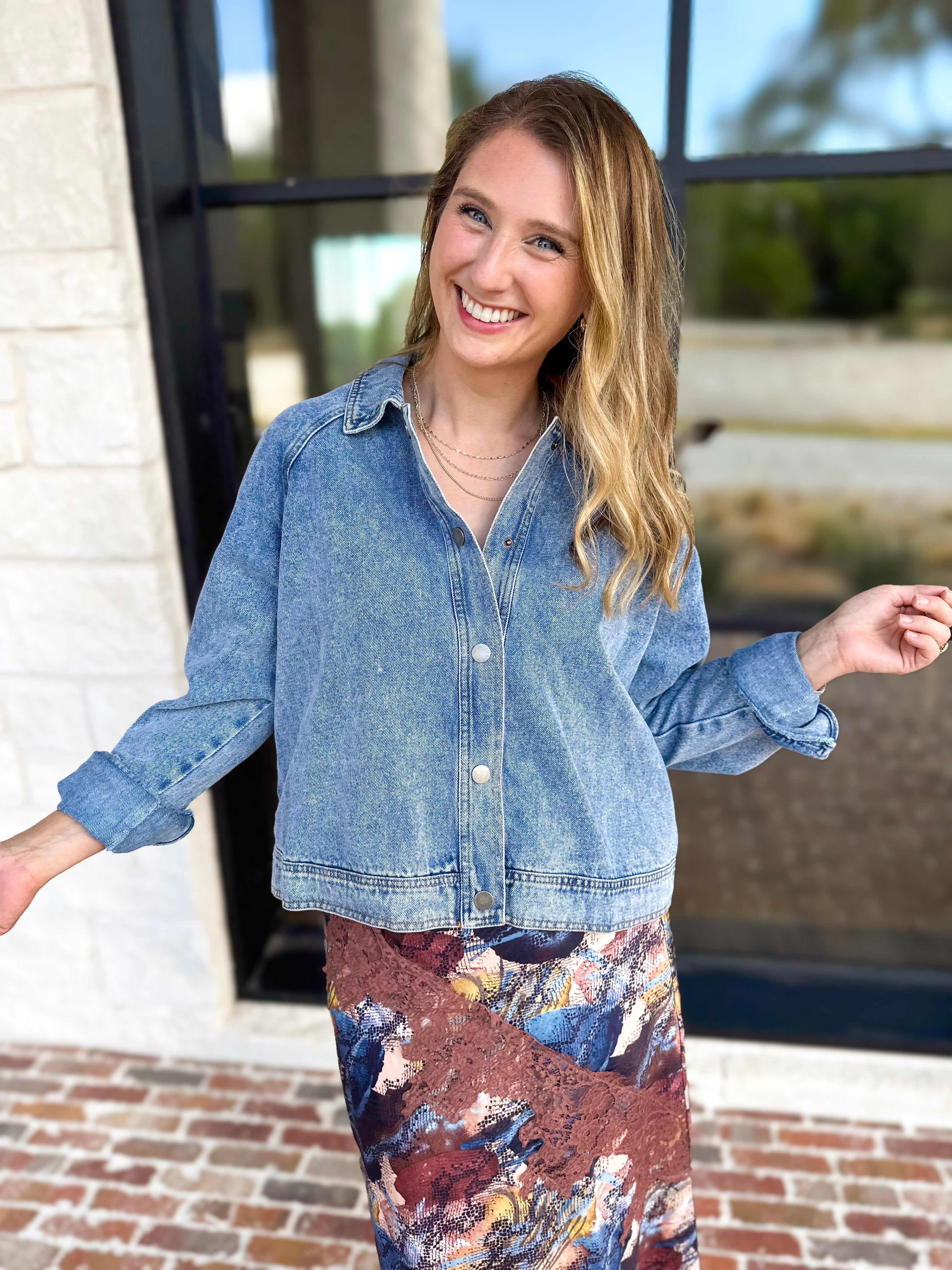 Weekend Signature Denim Shirt Jacket-200 Fashion Blouses-FATE-July & June Women's Fashion Boutique Located in San Antonio, Texas
