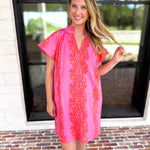 THML - Bold Floral Shift Mini Dress - Pink-510 Mini-THML-July & June Women's Fashion Boutique Located in San Antonio, Texas