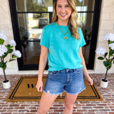 Vervet - High Rise A-Line Denim Shorts-410 Shorts/Skirts-VEVERT BY FLYING MONKEY-July & June Women's Fashion Boutique Located in San Antonio, Texas