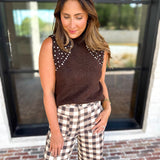 Happy Hour Embellished Sweater Tank-200 Fashion Blouses-ENTRO-July & June Women's Fashion Boutique Located in San Antonio, Texas