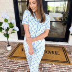 Mary Square - Sweet Blue Lattice PJ Set-300 Athleisure/Lounge-MARY SQUARE-July & June Women's Fashion Boutique Located in San Antonio, Texas