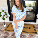Mary Square - Sweet Blue Lattice PJ Set-300 Athleisure/Lounge-MARY SQUARE-July & June Women's Fashion Boutique Located in San Antonio, Texas