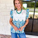 Floral Fields Lace Blouse-200 Fashion Blouses-FATE-July & June Women's Fashion Boutique Located in San Antonio, Texas
