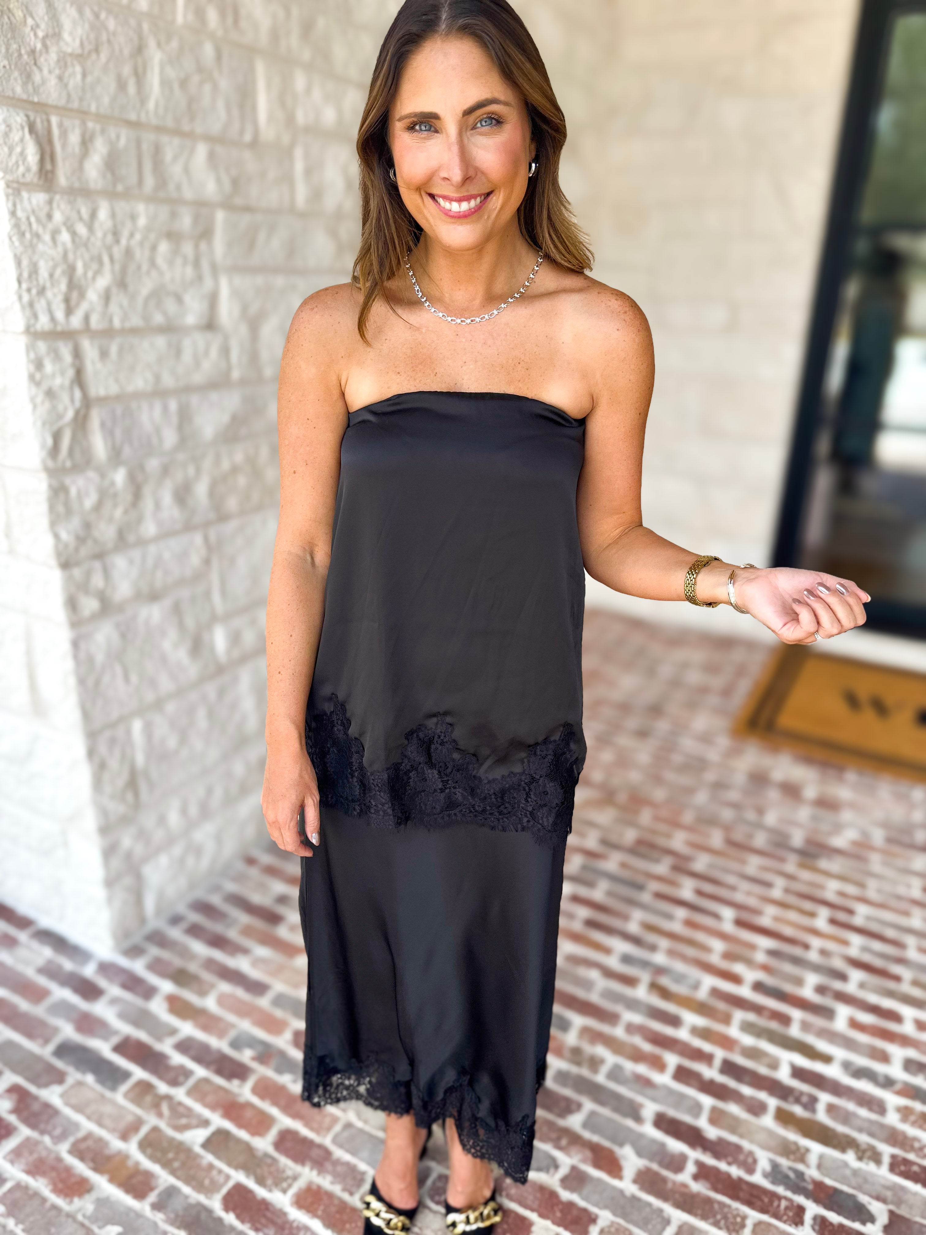 Satin & Lace Date Night Set-500 Midi-TCEC-July & June Women's Fashion Boutique Located in San Antonio, Texas