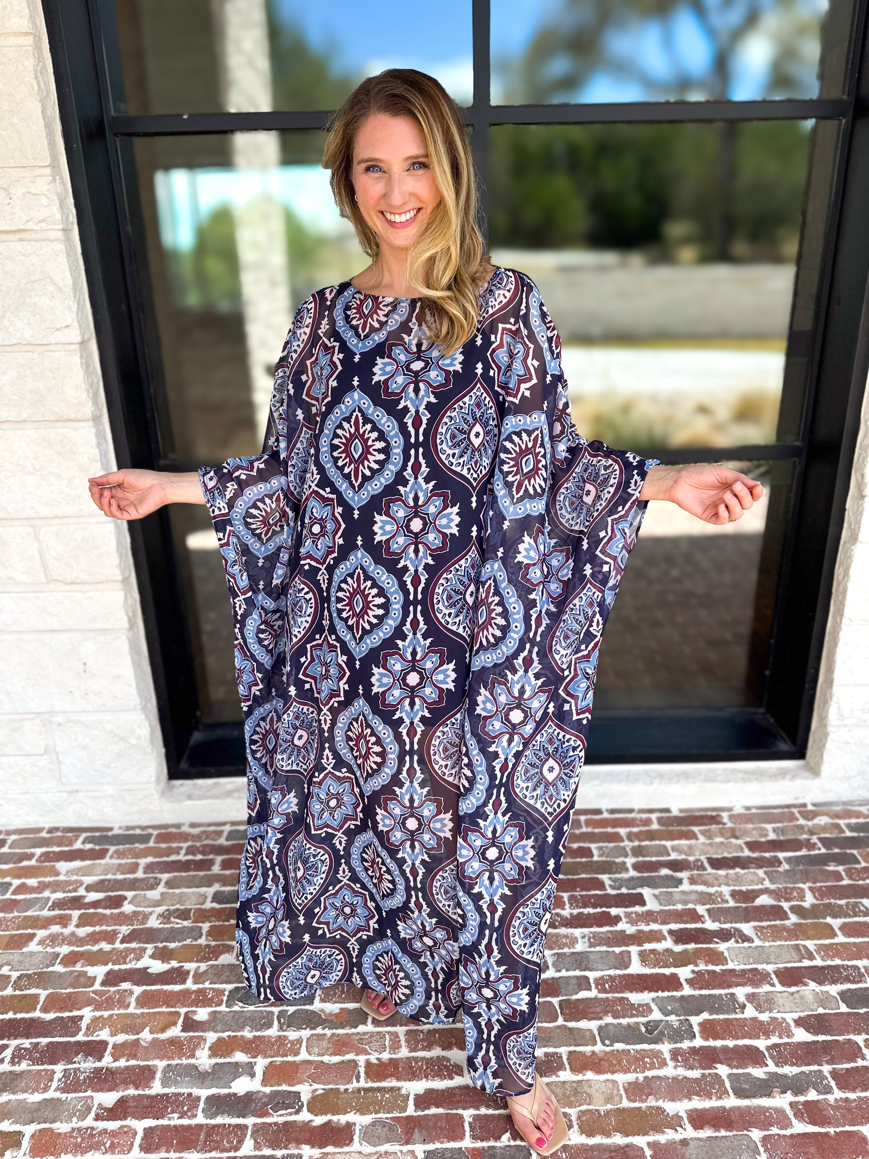 Easy Escape Caftan Midi Dress-500 Midi-TCEC-July & June Women's Fashion Boutique Located in San Antonio, Texas