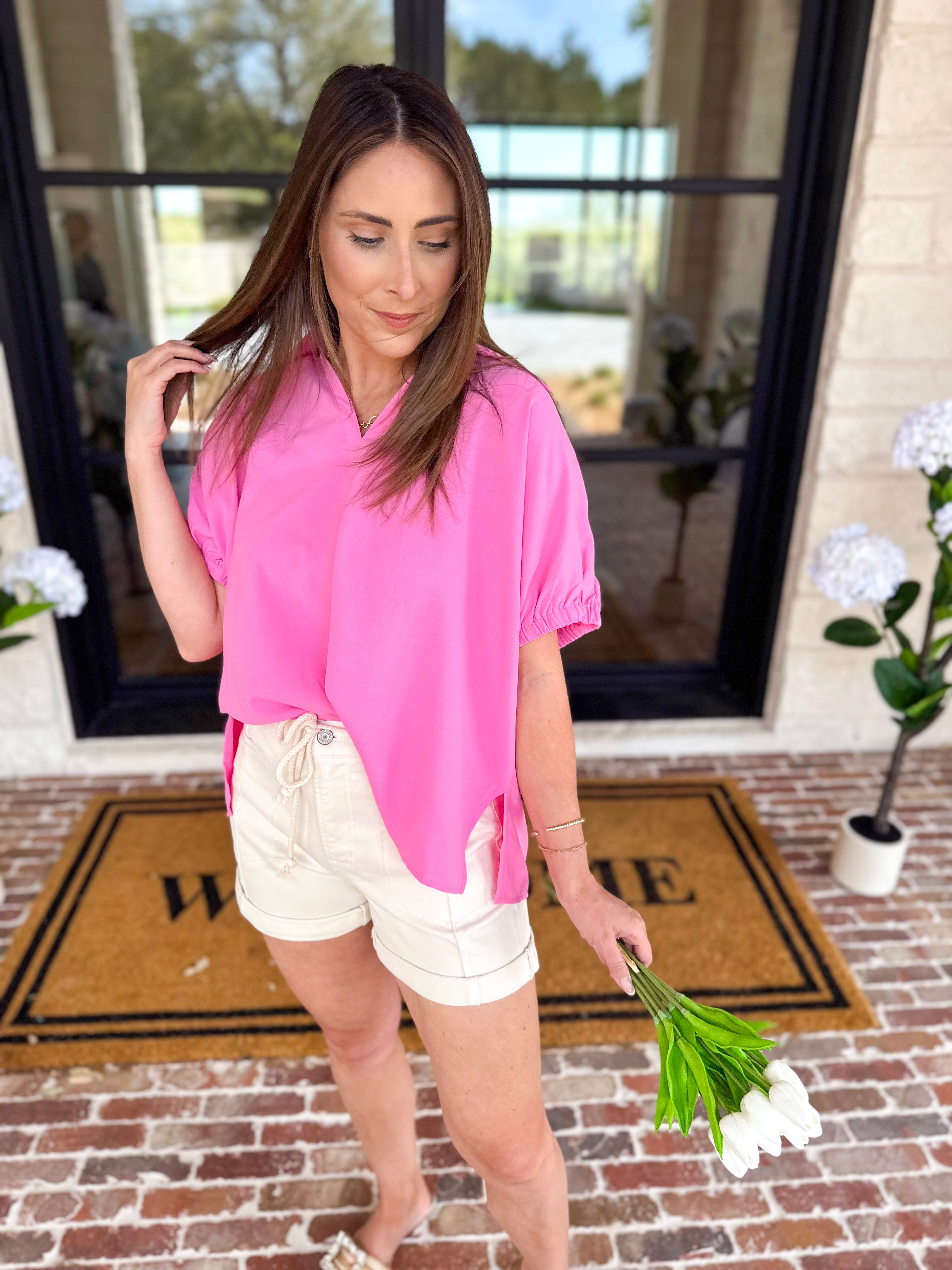 The Modern Classic Blouse - Pink-200 Fashion Blouses-ENTRO-July & June Women's Fashion Boutique Located in San Antonio, Texas