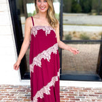 Colette Feminine Lace Midi Dress - Burgundy & Blush-500 Midi-TCEC-July & June Women's Fashion Boutique Located in San Antonio, Texas