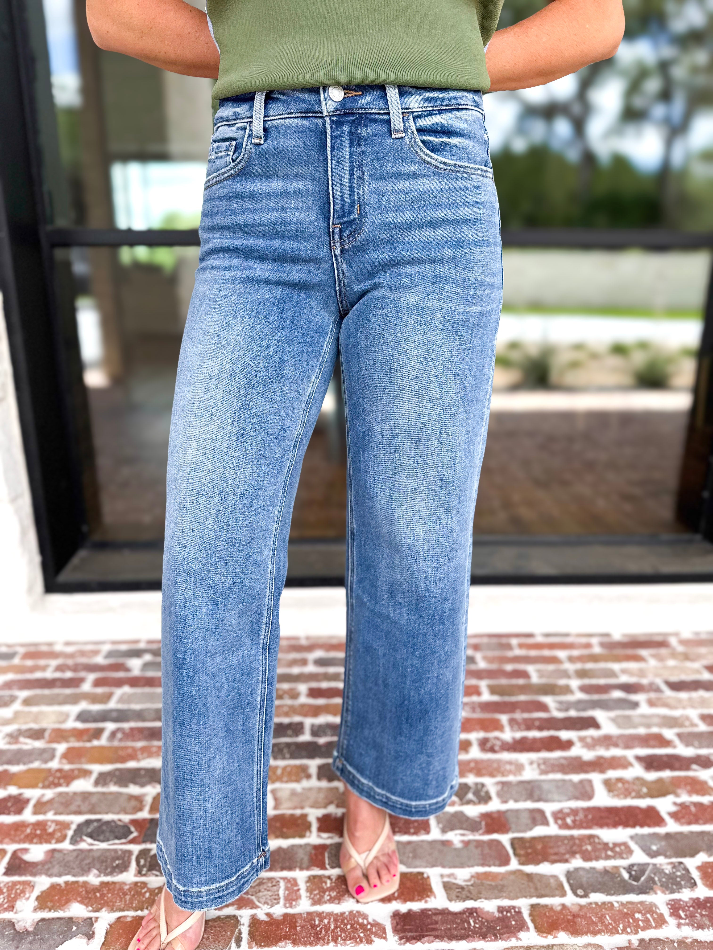 Vervet - High Rise Wide Trouser Style Jeans-400 Pants-VEVERT BY FLYING MONKEY-July & June Women's Fashion Boutique Located in San Antonio, Texas
