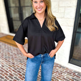 The Laurel Comfy Top - Black-210 Casual Blouses-JODIFL-July & June Women's Fashion Boutique Located in San Antonio, Texas