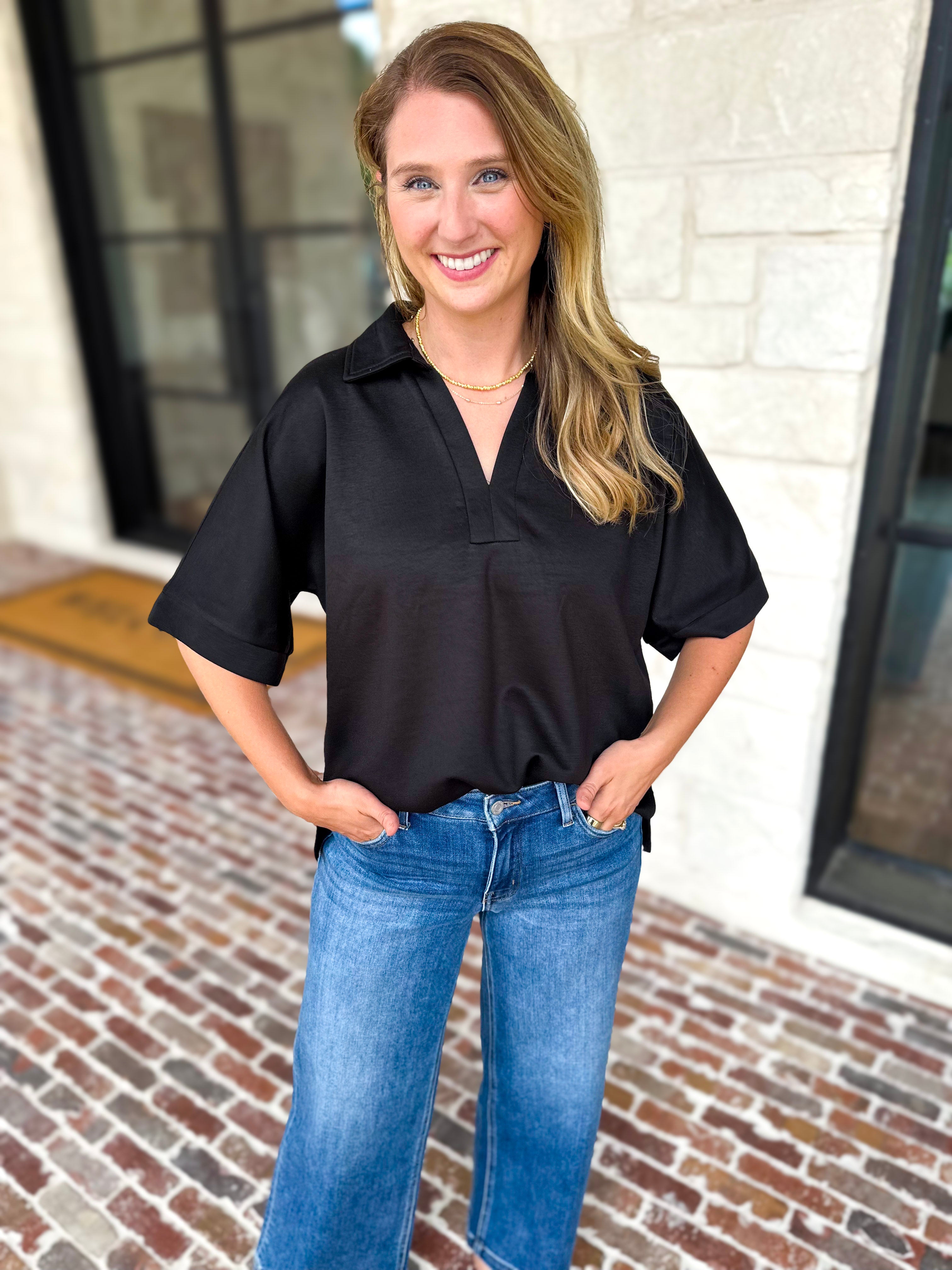 The Laurel Comfy Top - Black-210 Casual Blouses-JODIFL-July & June Women's Fashion Boutique Located in San Antonio, Texas