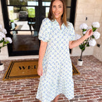 Mary Square - Eloise Lattice Blue Midi Dress-500 Midi-MARY SQUARE-July & June Women's Fashion Boutique Located in San Antonio, Texas