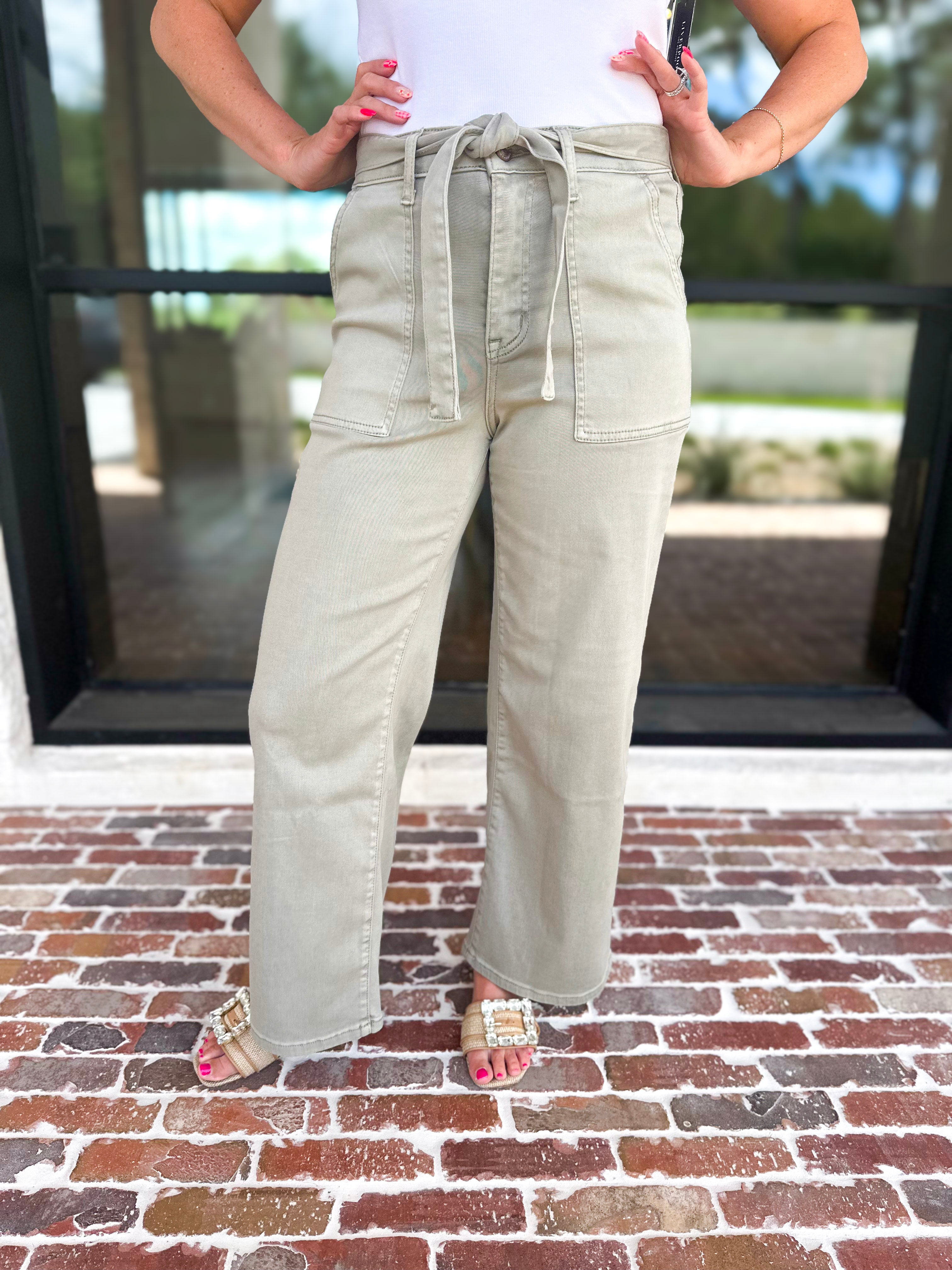 Vervet - High Rise Olive Patch Pocket Jeans-400 Pants-VEVERT BY FLYING MONKEY-July & June Women's Fashion Boutique Located in San Antonio, Texas