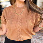 Lightweight Cable Knit Sweater - Tan-230 Sweaters/Cardis-FATE-July & June Women's Fashion Boutique Located in San Antonio, Texas