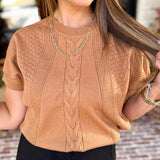 Lightweight Cable Knit Sweater - Tan-230 Sweaters/Cardis-FATE-July & June Women's Fashion Boutique Located in San Antonio, Texas