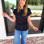 Elevated Twist Blouse - Black-200 Fashion Blouses-ENTRO-July & June Women's Fashion Boutique Located in San Antonio, Texas