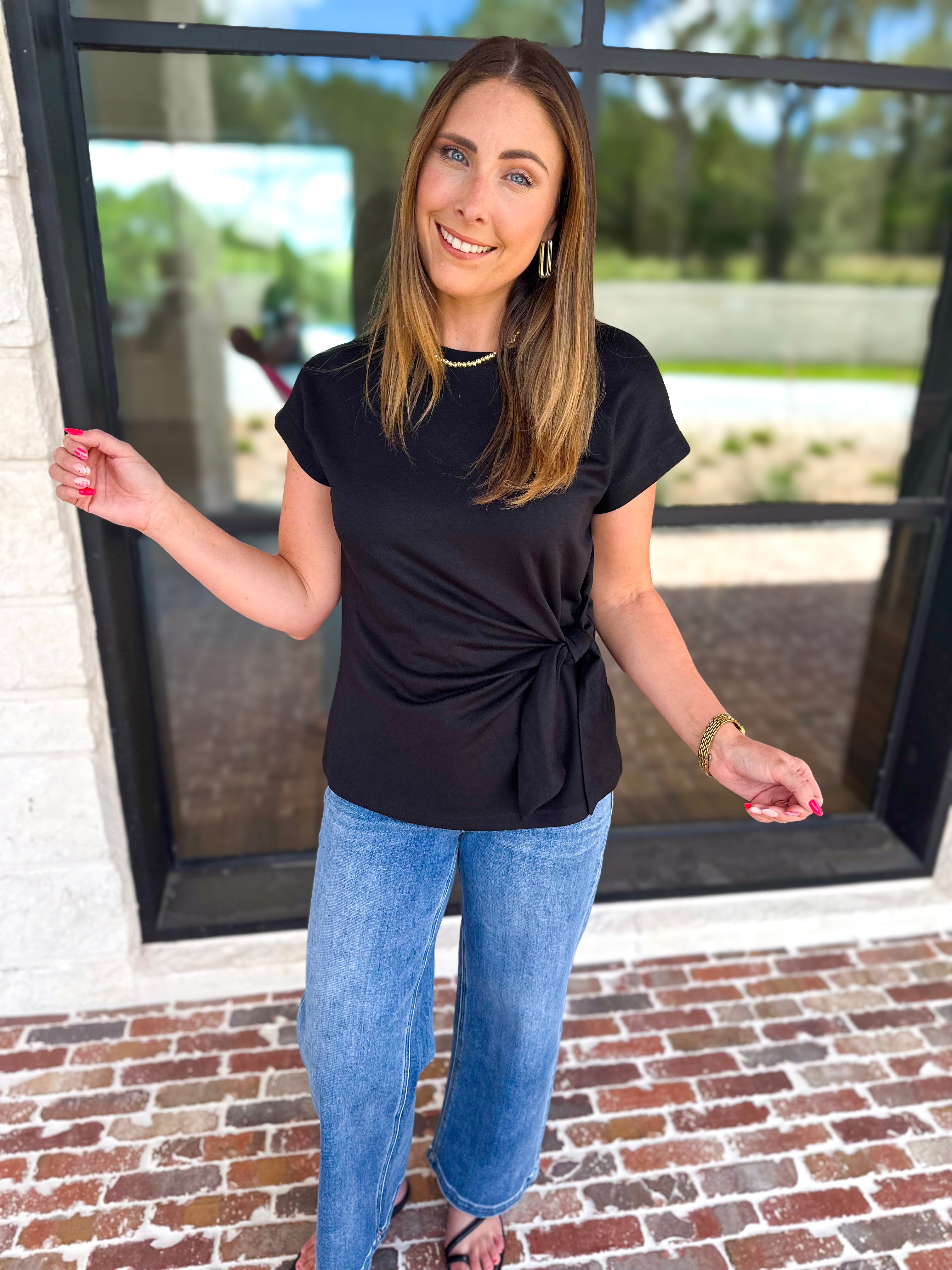 Elevated Twist Blouse - Black-200 Fashion Blouses-ENTRO-July & June Women's Fashion Boutique Located in San Antonio, Texas
