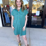Go-To Utility Mini Dress - Green-510 Mini-IN FEBRUARY-July & June Women's Fashion Boutique Located in San Antonio, Texas