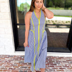 Chic Striped Halter Midi Dress-500 Midi-ENTRO-July & June Women's Fashion Boutique Located in San Antonio, Texas