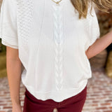 Lightweight Cable Knit Sweater - Cream-230 Sweaters/Cardis-FATE-July & June Women's Fashion Boutique Located in San Antonio, Texas