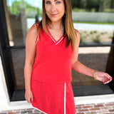 The Sunday Stroll Athleisure Tank - Red-300 Athleisure/Lounge-SKIES ARE BLUE-July & June Women's Fashion Boutique Located in San Antonio, Texas