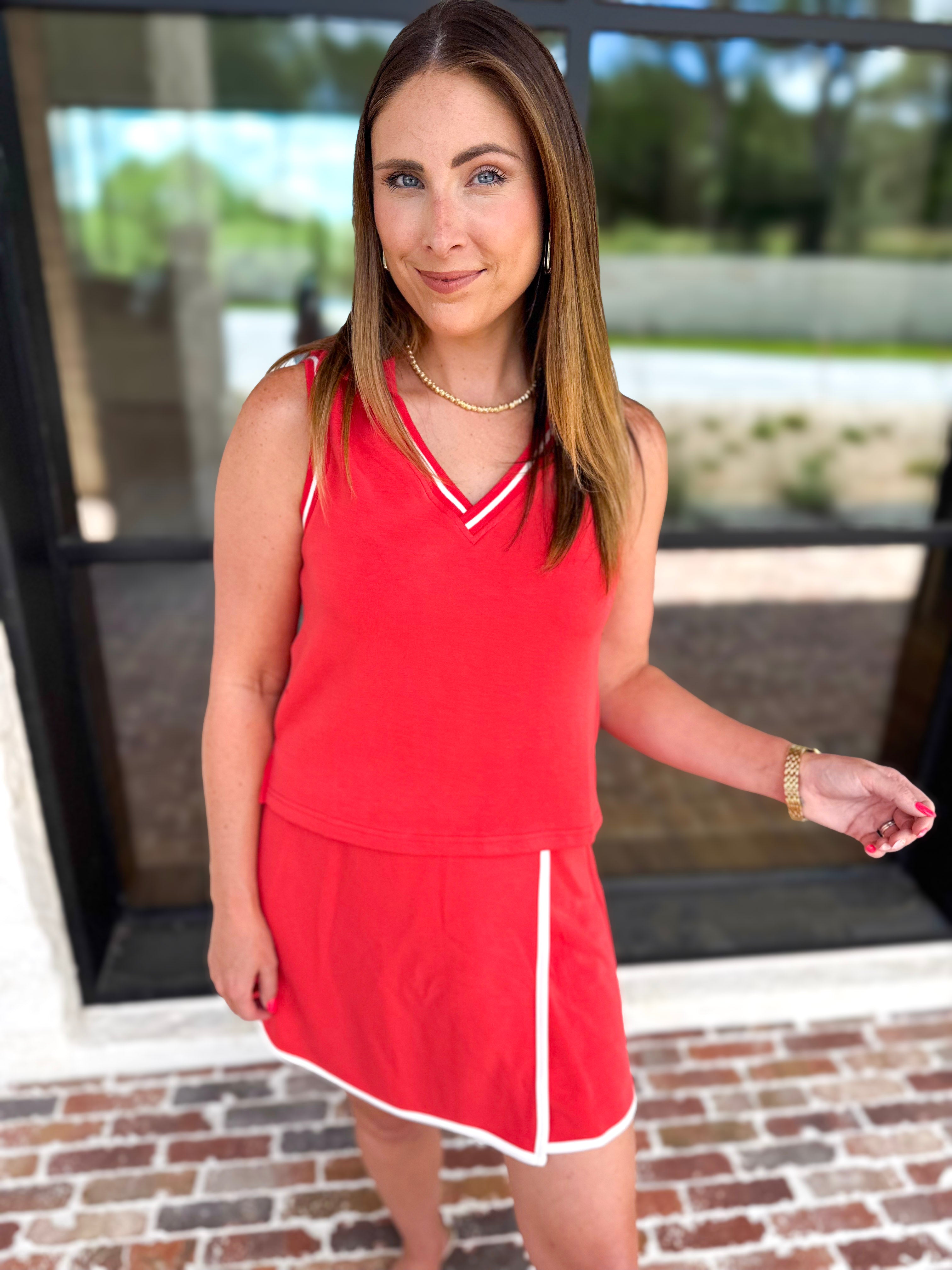 The Sunday Stroll Athleisure Tank - Red-300 Athleisure/Lounge-SKIES ARE BLUE-July & June Women's Fashion Boutique Located in San Antonio, Texas
