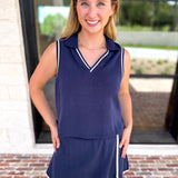 The Sunday Stroll Athleisure Tank - True Navy-300 Athleisure/Lounge-SKIES ARE BLUE-July & June Women's Fashion Boutique Located in San Antonio, Texas