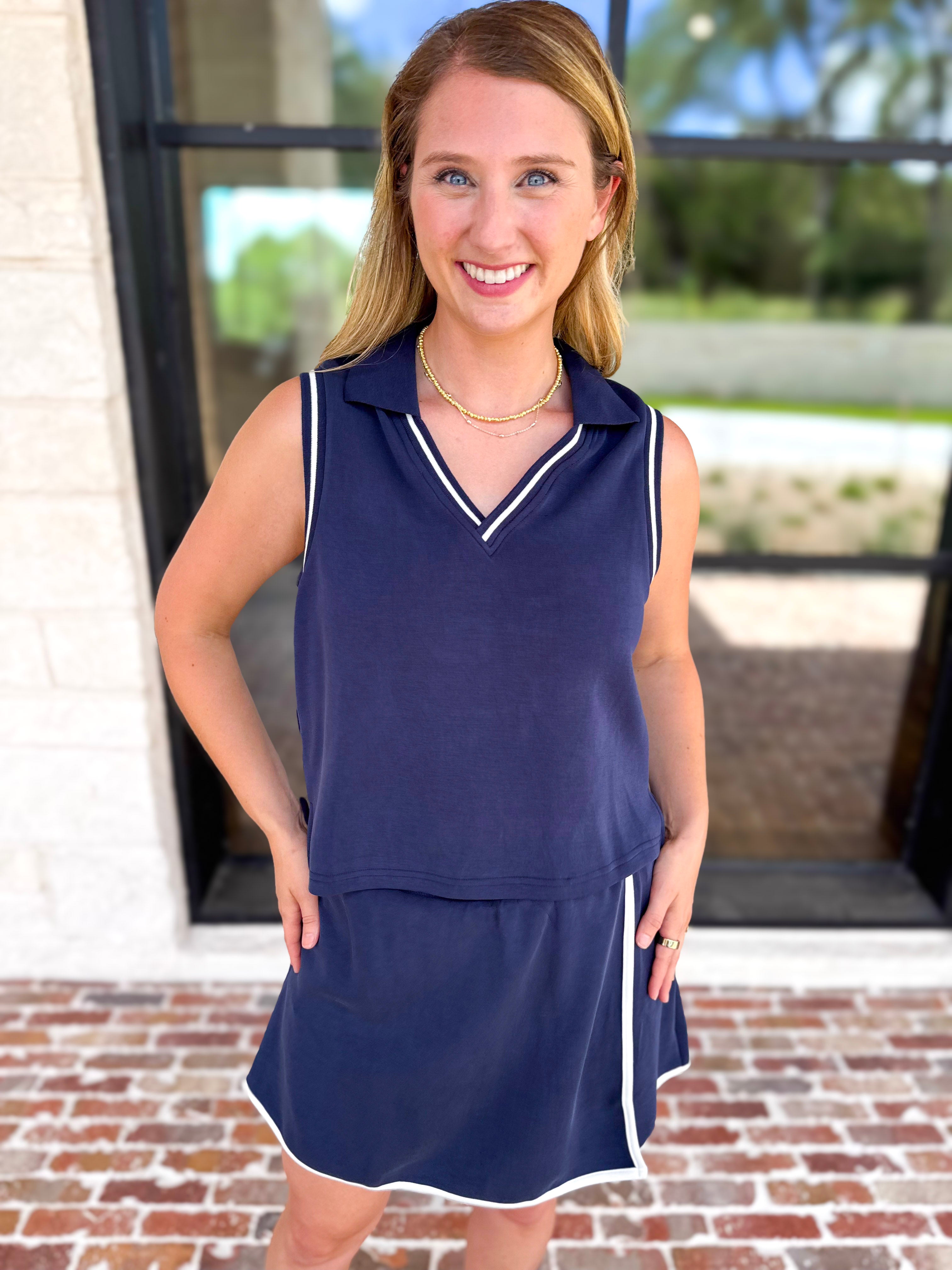 The Sunday Stroll Athleisure Tank - True Navy-300 Athleisure/Lounge-SKIES ARE BLUE-July & June Women's Fashion Boutique Located in San Antonio, Texas