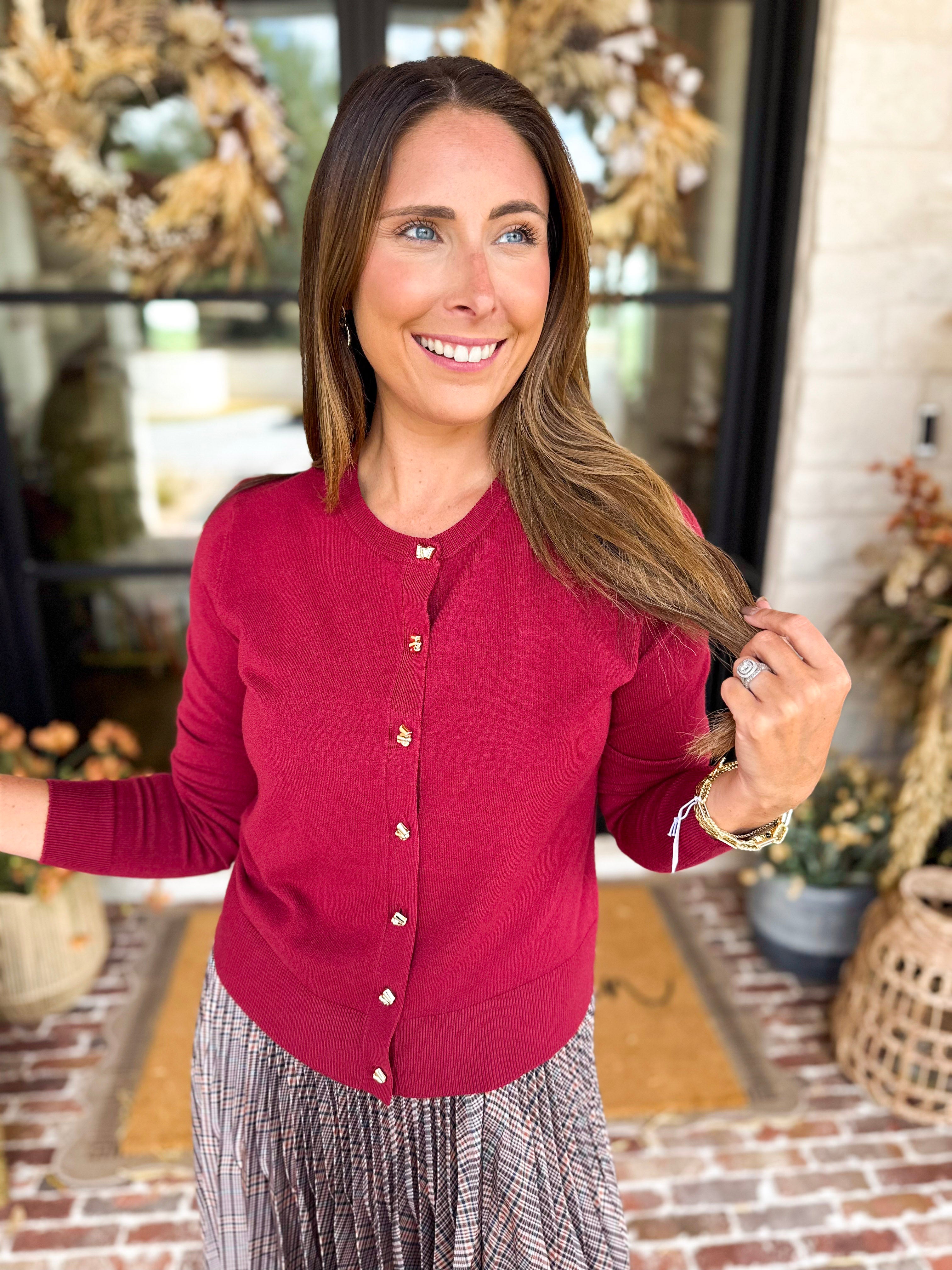 The Forever Favorite Cardigan - Burgundy-230 Sweaters/Cardis-SKIES ARE BLUE-July & June Women's Fashion Boutique Located in San Antonio, Texas