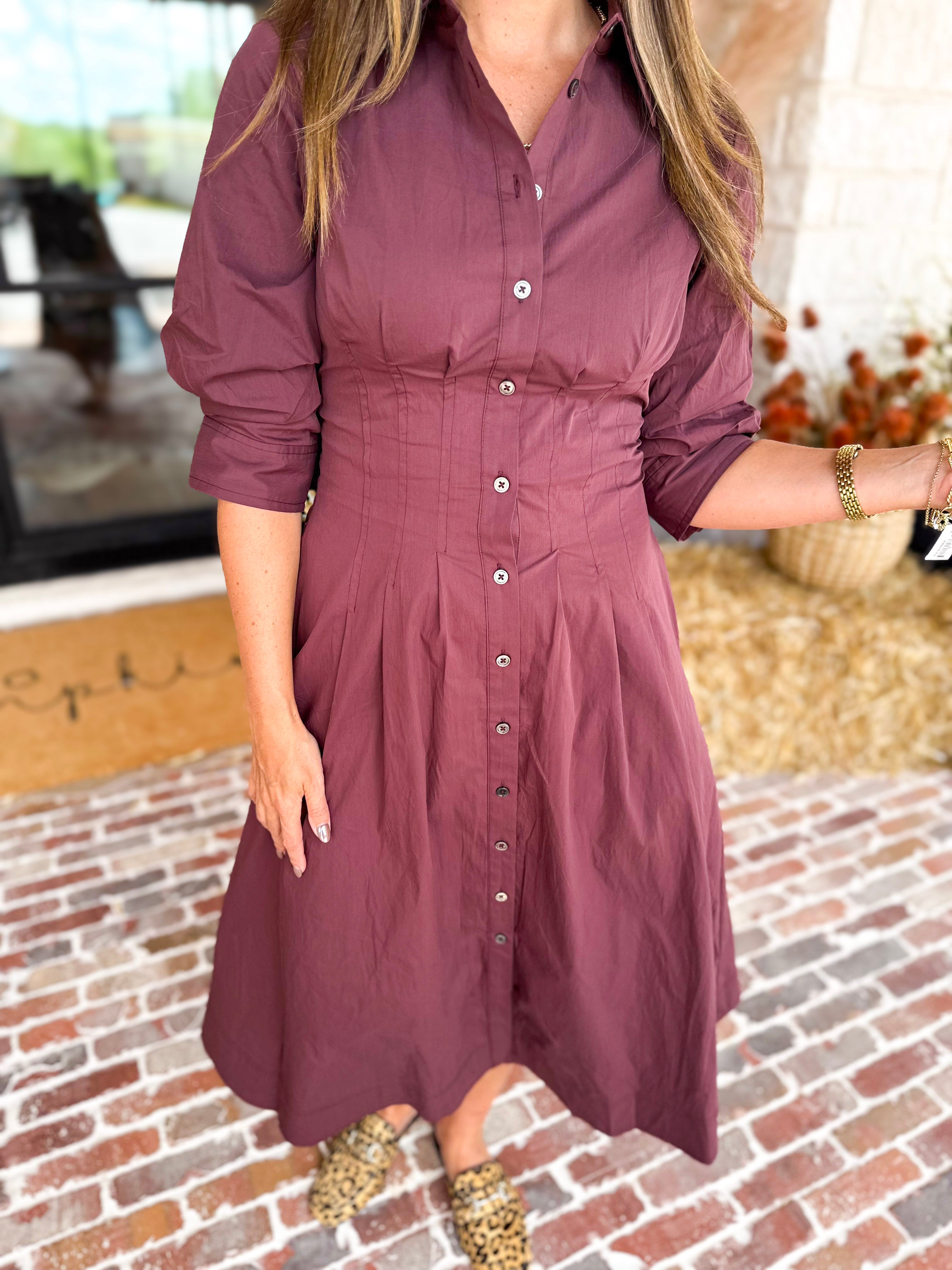 Current Air - Perfectly Refined Midi Dress-500 Midi-CURRENT AIR CLOTHING-July & June Women's Fashion Boutique Located in San Antonio, Texas