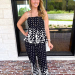 Polka Dot & Floral Set - Black-500 Midi-ENTRO-July & June Women's Fashion Boutique Located in San Antonio, Texas