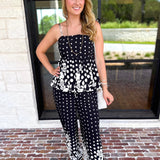 Polka Dot & Floral Set - Black-500 Midi-ENTRO-July & June Women's Fashion Boutique Located in San Antonio, Texas