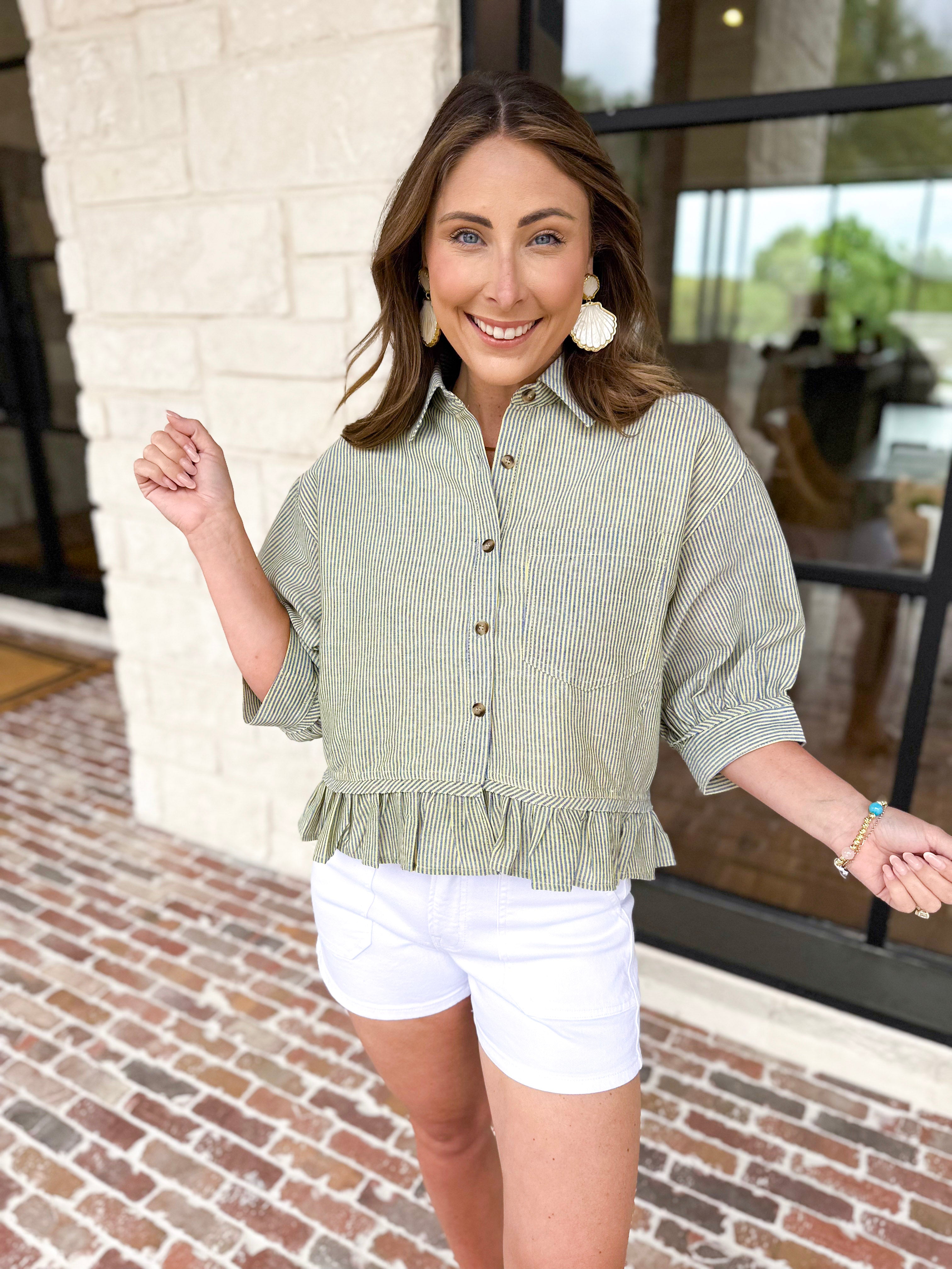 Vervet - White Trouser Style Denim Shorts-410 Shorts/Skirts-VEVERT BY FLYING MONKEY-July & June Women's Fashion Boutique Located in San Antonio, Texas