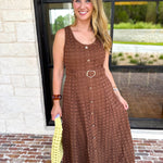 The Social Hour Midi Dress - Chocolate-500 Midi-ENTRO-July & June Women's Fashion Boutique Located in San Antonio, Texas