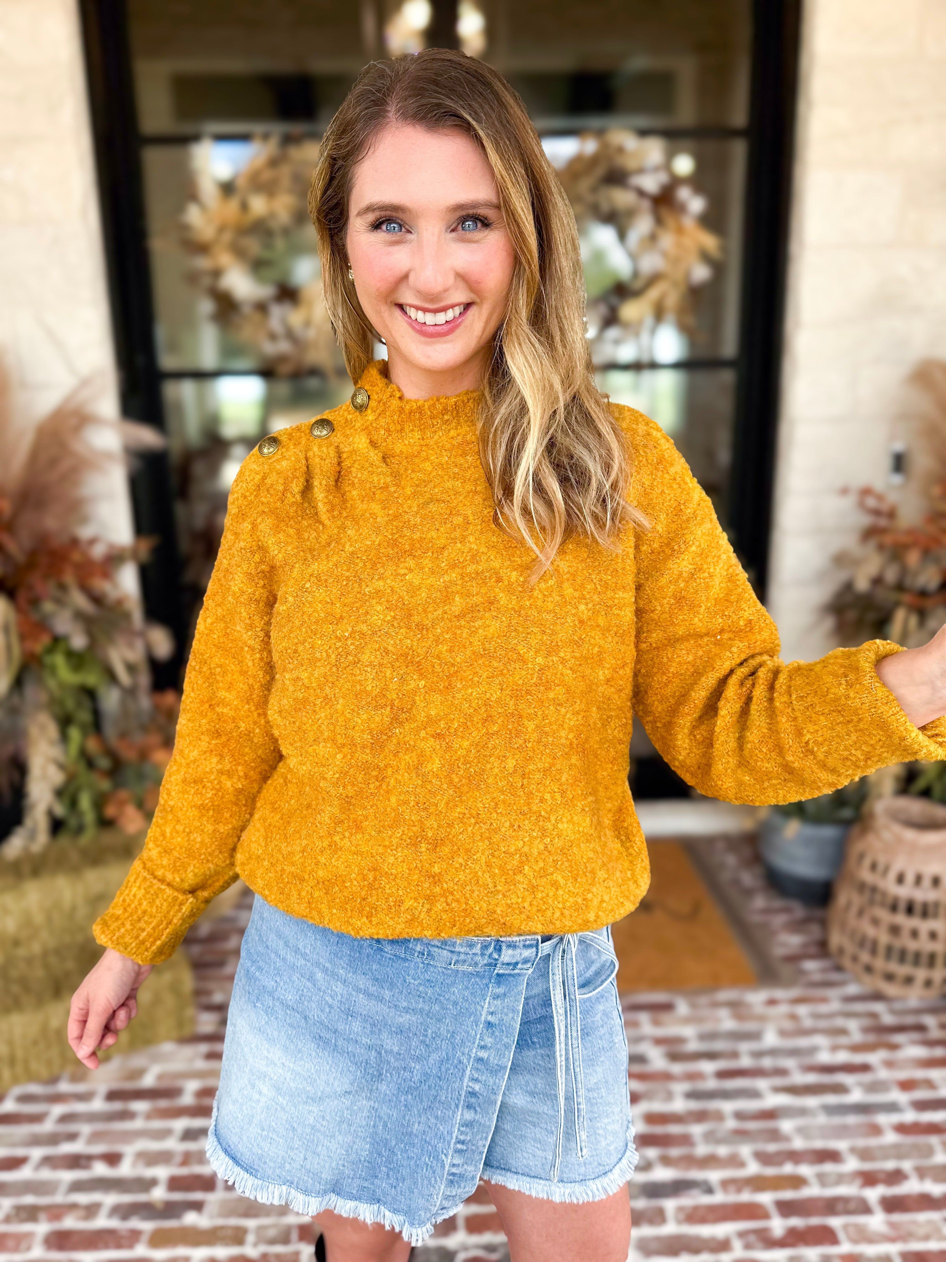 Liverpool - Golden Harvest Mock Neck Sweater-230 Sweaters/Cardis-LIVERPOOL JEANS COMPANY-July & June Women's Fashion Boutique Located in San Antonio, Texas