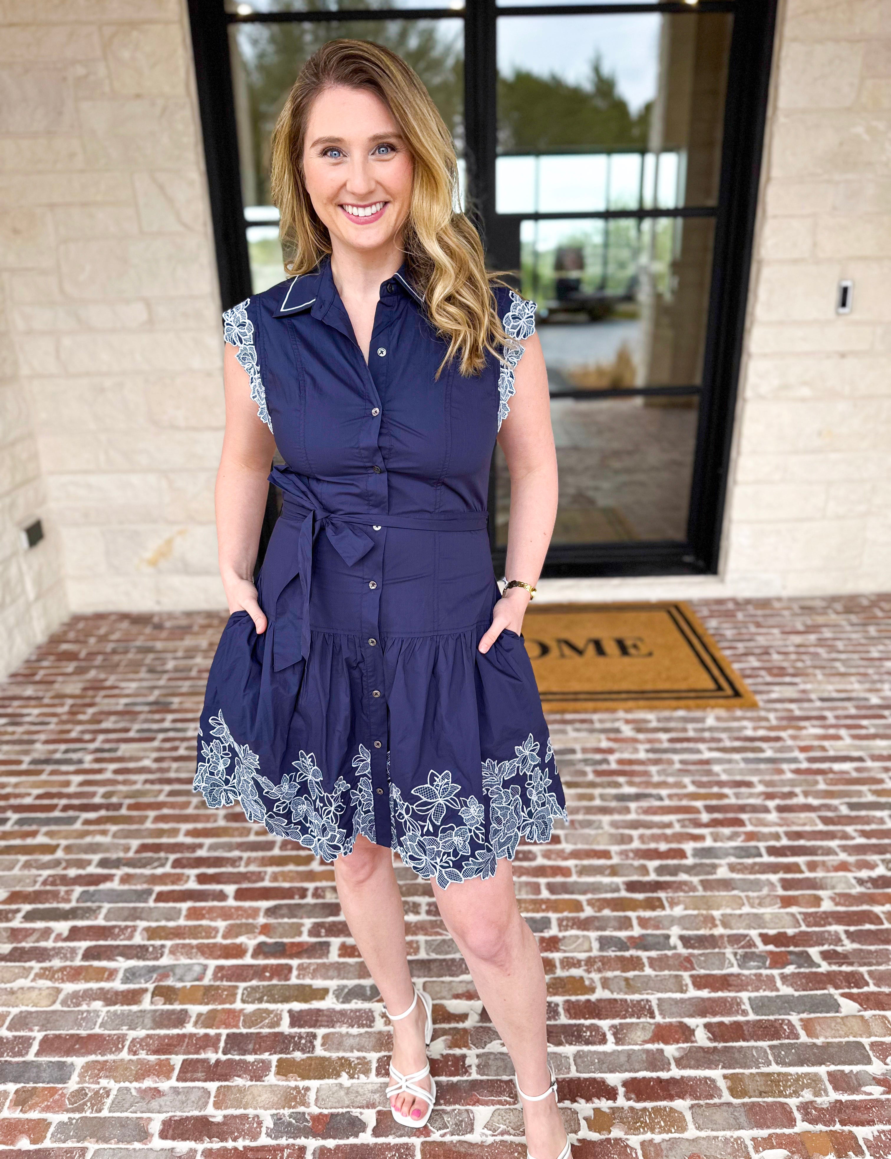 Current Air - Charlotte Lace Mini Dress - Navy-510 Mini-CURRENT AIR CLOTHING-July & June Women's Fashion Boutique Located in San Antonio, Texas