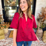 The Brunch Blouse - Burgundy-200 Fashion Blouses-ENTRO-July & June Women's Fashion Boutique Located in San Antonio, Texas