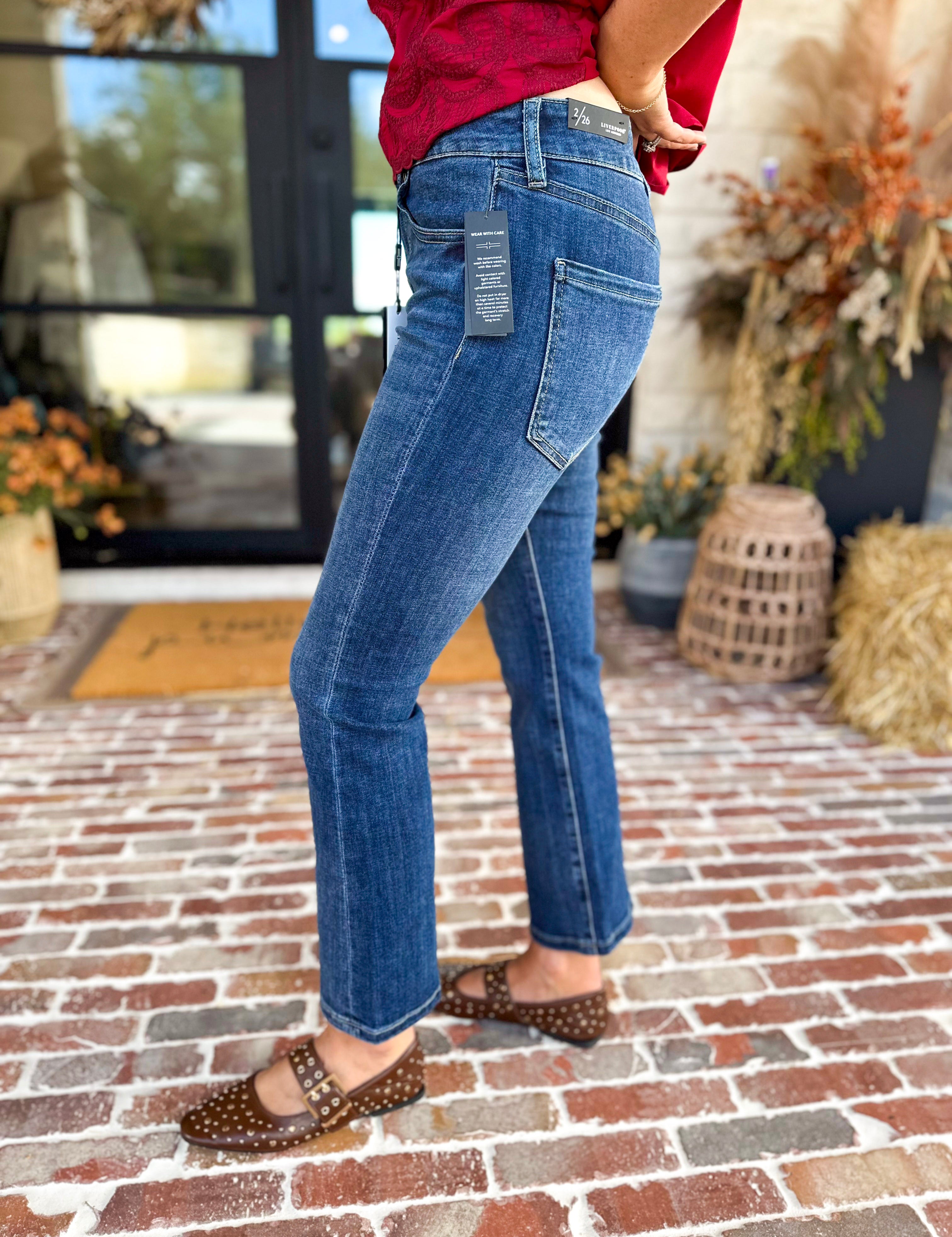 Liverpool - The Hannah Crop Flare Jeans-420 Denim-LIVERPOOL JEANS COMPANY-July & June Women's Fashion Boutique Located in San Antonio, Texas