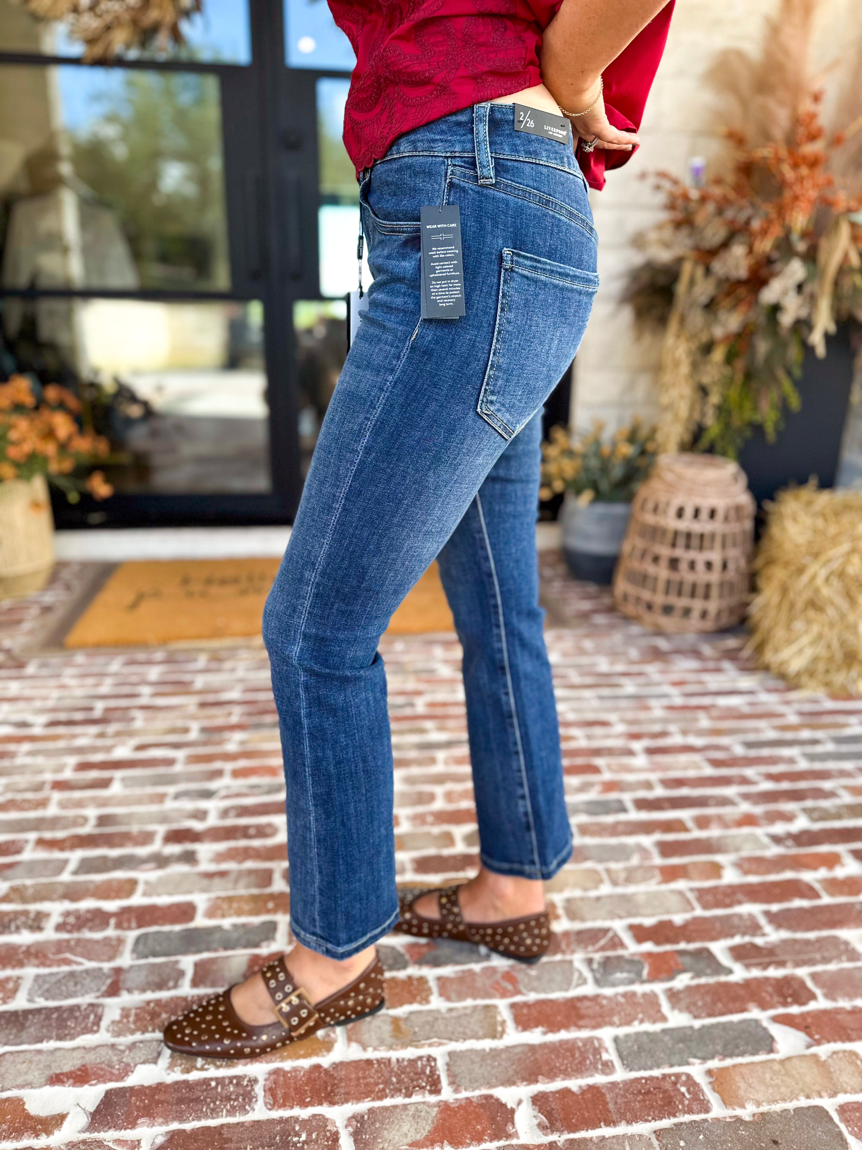Liverpool - The Hannah Crop Flare Jeans-420 Denim-LIVERPOOL JEANS COMPANY-July & June Women's Fashion Boutique Located in San Antonio, Texas