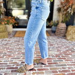 Vervet - Mid Rise Small Cuff Straight Leg Jeans-420 Denim-VEVERT BY FLYING MONKEY-July & June Women's Fashion Boutique Located in San Antonio, Texas