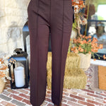 Liverpool - Kayla Wide Leg Trousers - Dark Brown-400 Pants-LIVERPOOL JEANS COMPANY-July & June Women's Fashion Boutique Located in San Antonio, Texas