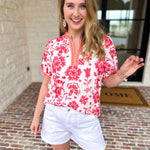 The Anderson Blouse - Red-200 Fashion Blouses-POLOGRAM-July & June Women's Fashion Boutique Located in San Antonio, Texas