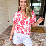 The Anderson Blouse - Red-200 Fashion Blouses-POLOGRAM-July & June Women's Fashion Boutique Located in San Antonio, Texas