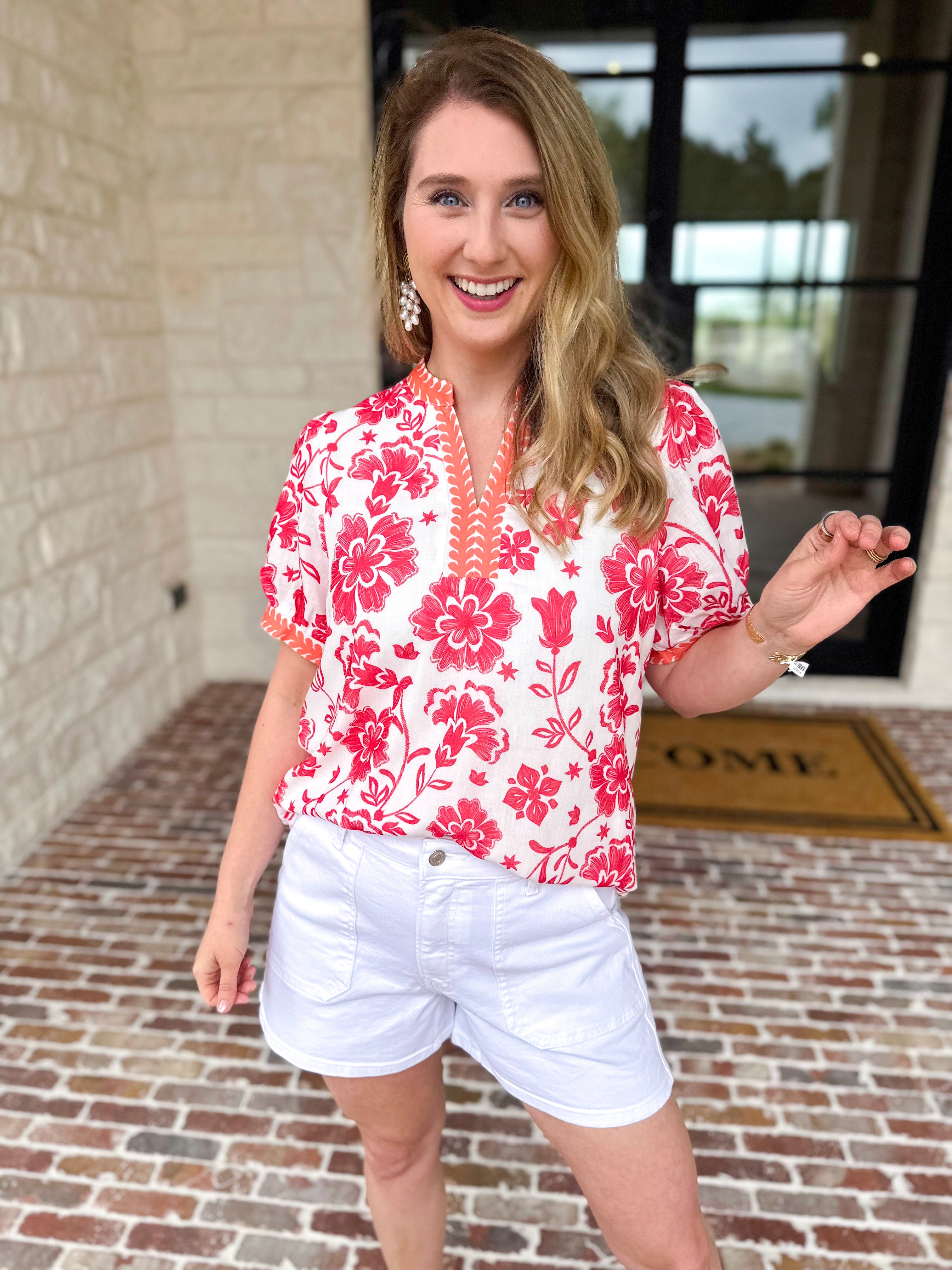 The Anderson Blouse - Red-200 Fashion Blouses-POLOGRAM-July & June Women's Fashion Boutique Located in San Antonio, Texas