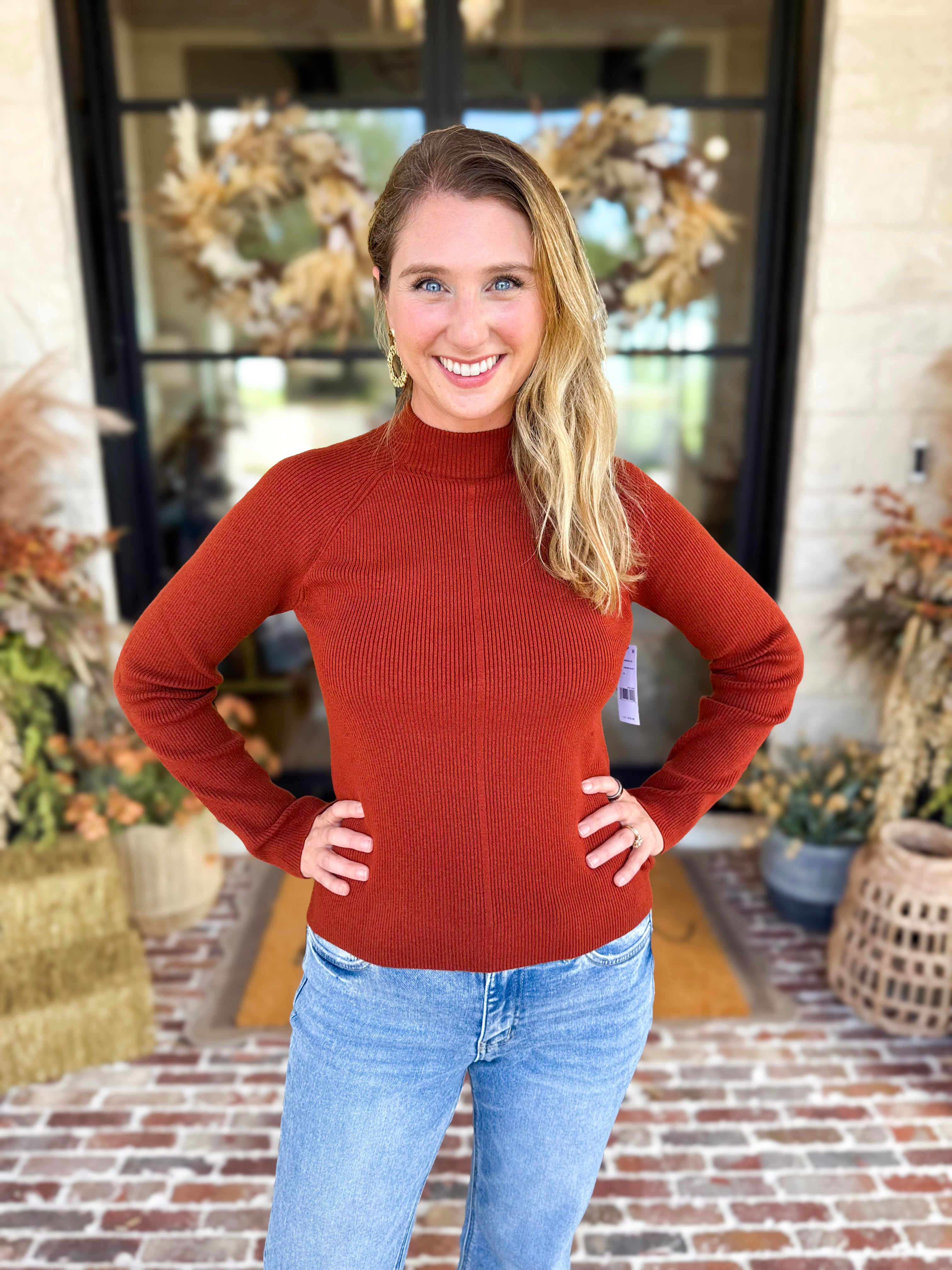 Liverpool - Warm Cayenne Turtleneck Sweater-230 Sweaters/Cardis-LIVERPOOL JEANS COMPANY-July & June Women's Fashion Boutique Located in San Antonio, Texas