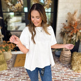 Suede Swing Blouse - Cream-200 Fashion Blouses-FATE-July & June Women's Fashion Boutique Located in San Antonio, Texas