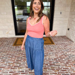 Sweetheart Knit Tank - Coral-200 Fashion Blouses-SKIES ARE BLUE-July & June Women's Fashion Boutique Located in San Antonio, Texas