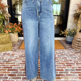 Denim & Suede Trim Drawstring Pants-400 Pants-SKIES ARE BLUE-July & June Women's Fashion Boutique Located in San Antonio, Texas