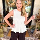 Ivory Cable Knit Sweater Tank-230 Sweaters/Cardis-STRUT & BOLT-July & June Women's Fashion Boutique Located in San Antonio, Texas