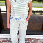 Mary Square - Melody Green Stripe PJ Pant Set-300 Athleisure/Lounge-MARY SQUARE-July & June Women's Fashion Boutique Located in San Antonio, Texas